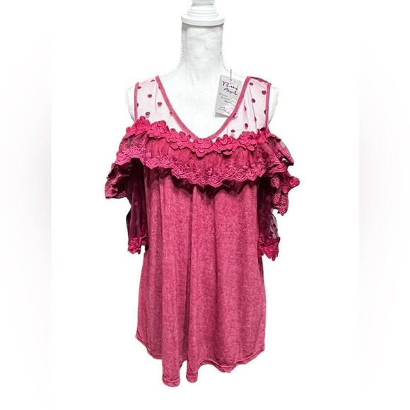 Pretty angel Spring-Summer Cold Shoulder Blouse sheer lace - Picture 1 of 6